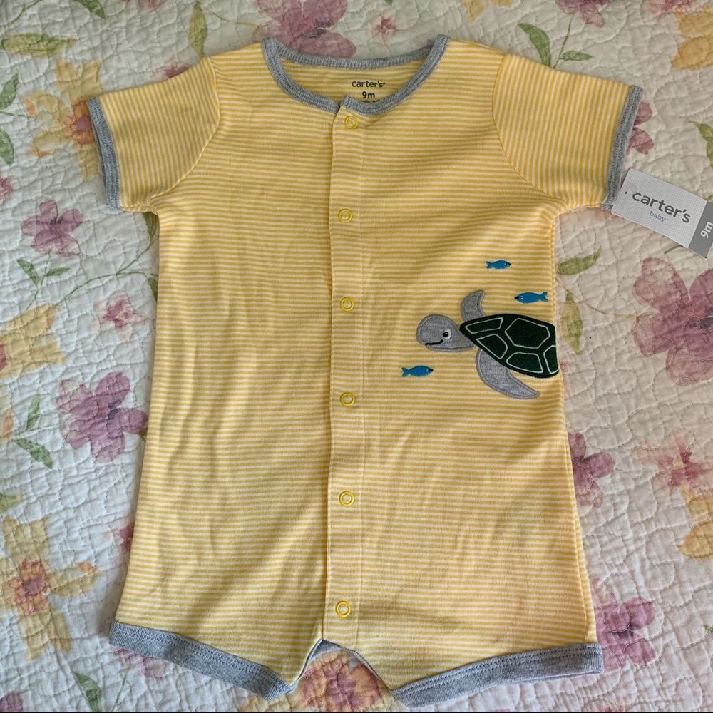 Carter’s Turtle Short Sleeve Romper SZ 9M